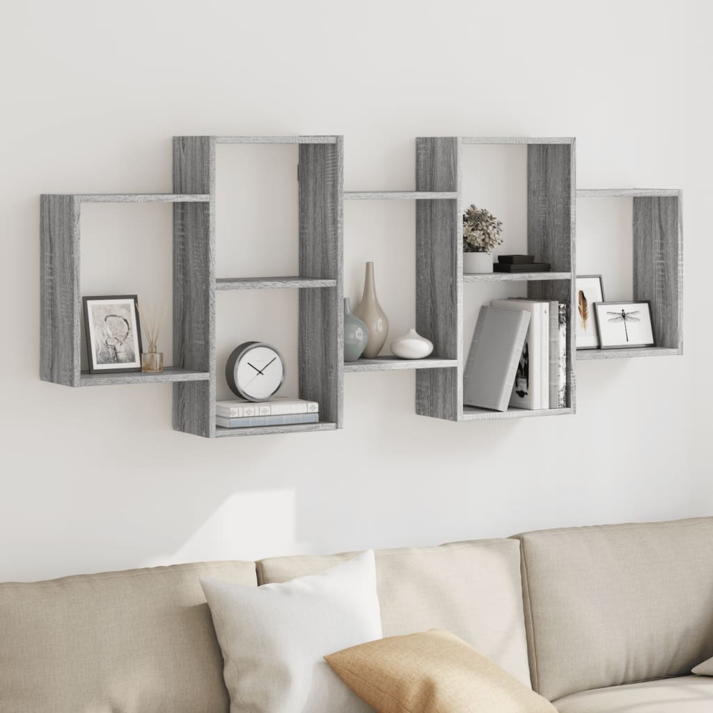 vidaXL Wall Shelf Grey Sonoma 159x18x65 cm Engineered Wood