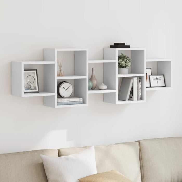 vidaXL Wall Shelf White 129x18x42 cm Engineered Wood