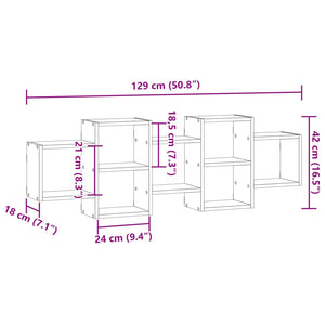 vidaXL Wall Shelf Black 129x18x42 cm Engineered Wood