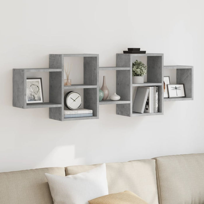 vidaXL Wall Shelf Concrete Grey 129x18x42 cm Engineered Wood