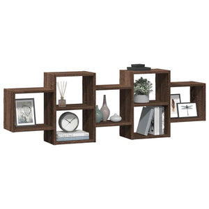 vidaXL Wall Shelf Brown Oak 129x18x42 cm Engineered Wood