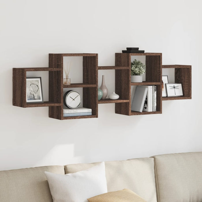 vidaXL Wall Shelf Brown Oak 129x18x42 cm Engineered Wood