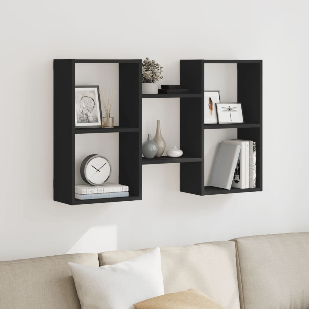 vidaXL Wall Shelf Black 96x18x60 cm Engineered Wood