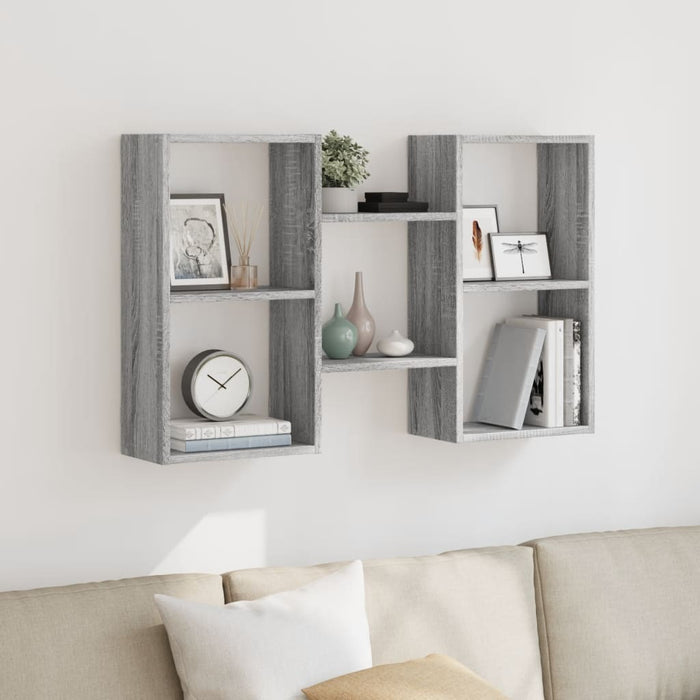 vidaXL Wall Shelf Grey Sonoma 96x18x60 cm Engineered Wood