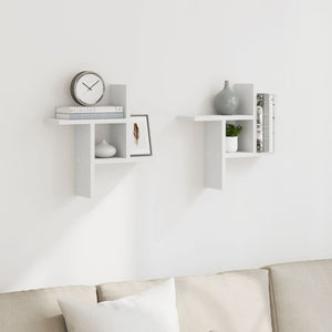 vidaXL Wall Shelves 2 pcs White 38x12x38 cm Engineered Wood