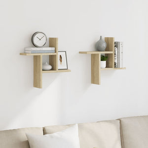 vidaXL Wall Shelves 2 pcs Sonoma Oak 38x12x38 cm Engineered Wood