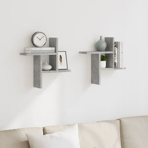 vidaXL Wall Shelves 2 pcs Concrete Grey 38x12x38 cm Engineered Wood