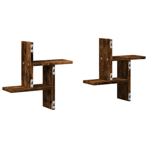 vidaXL Wall Shelves 2 pcs Smoked Oak 38x12x38 cm Engineered Wood