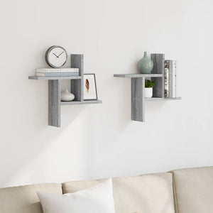 vidaXL Wall Shelves 2 pcs Grey Sonoma 38x12x38 cm Engineered Wood