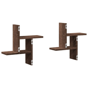 vidaXL Wall Shelves 2 pcs Brown Oak 38x12x38 cm Engineered Wood