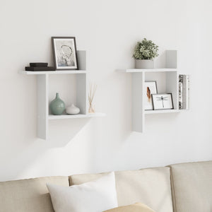 vidaXL Wall Shelves 2 pcs White 50x12x50 cm Engineered Wood