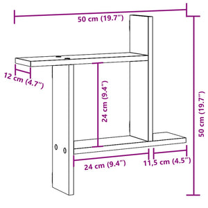 vidaXL Wall Shelves 2 pcs White 50x12x50 cm Engineered Wood