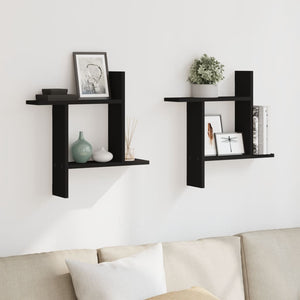 vidaXL Wall Shelves 2 pcs Black 50x12x50 cm Engineered Wood