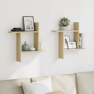 vidaXL Wall Shelves 2 pcs Sonoma Oak 50x12x50 cm Engineered Wood