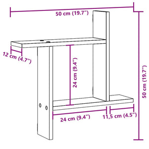 vidaXL Wall Shelves 2 pcs Sonoma Oak 50x12x50 cm Engineered Wood