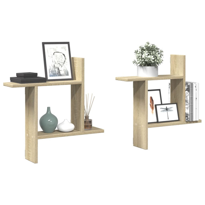 vidaXL Wall Shelves 2 pcs Sonoma Oak 50x12x50 cm Engineered Wood