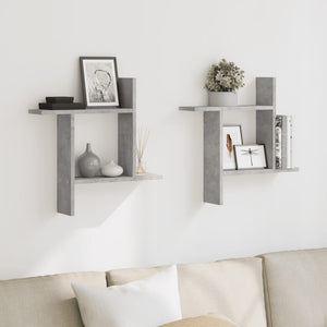 vidaXL Wall Shelves 2 pcs Concrete Grey 50x12x50 cm Engineered Wood