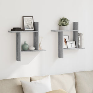 vidaXL Wall Shelves 2 pcs Grey Sonoma 50x12x50 cm Engineered Wood