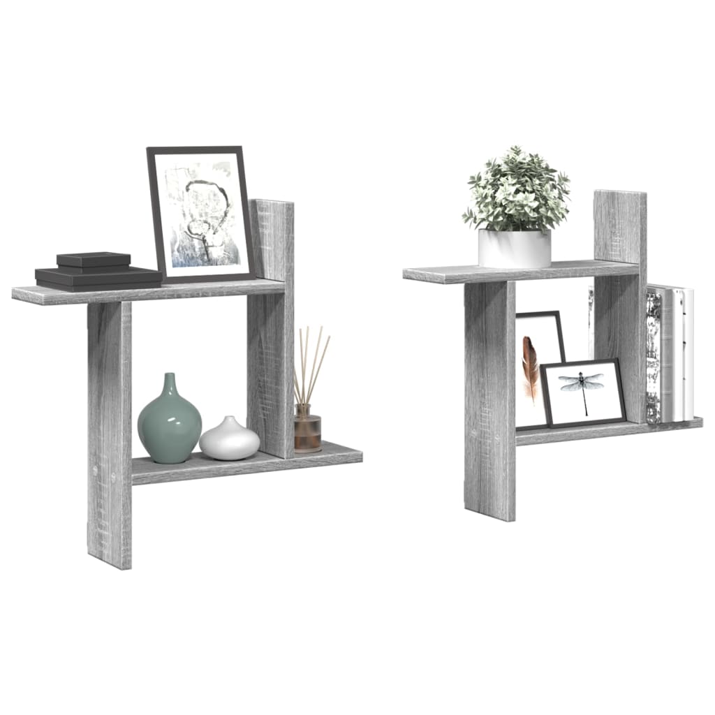 vidaXL Wall Shelves 2 pcs Grey Sonoma 50x12x50 cm Engineered Wood