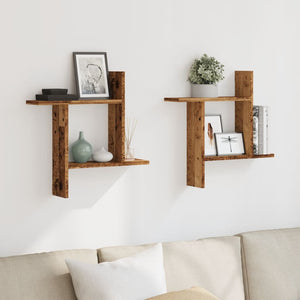 vidaXL Wall Shelves 2 pcs Old Wood 50x12x50 cm Engineered Wood