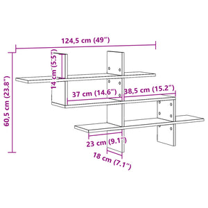 vidaXL Wall Shelf White 124.5x18x60.5 cm Engineered Wood