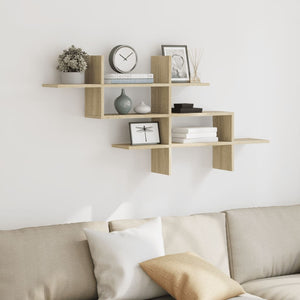 vidaXL Wall Shelf Sonoma Oak 124.5x18x60.5 cm Engineered Wood