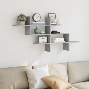 vidaXL Wall Shelf Concrete Grey 124.5x18x60.5 cm Engineered Wood