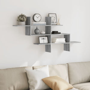 vidaXL Wall Shelf Grey Sonoma 124.5x18x60.5 cm Engineered Wood