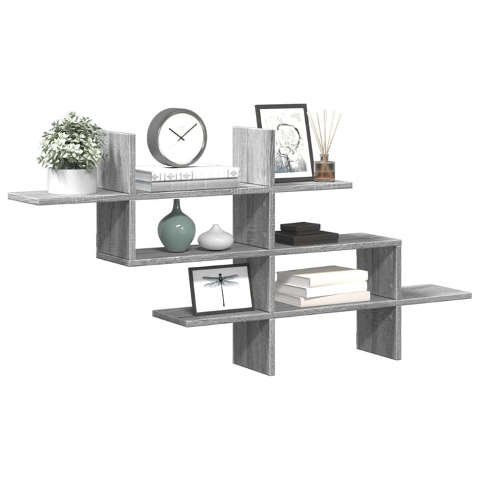 vidaXL Wall Shelf Grey Sonoma 124.5x18x60.5 cm Engineered Wood