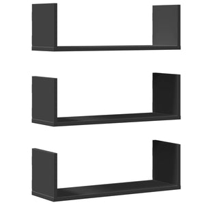 vidaXL Wall Shelves 3 pcs Black 58x18x18 cm Engineered Wood