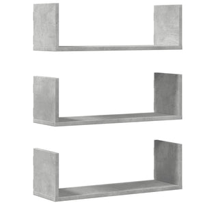 vidaXL Wall Shelves 3 pcs Concrete Grey 58x18x18 cm Engineered Wood