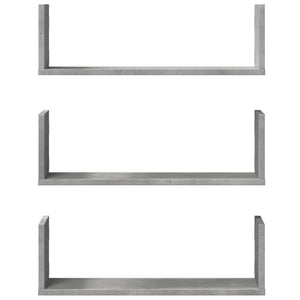 vidaXL Wall Shelves 3 pcs Concrete Grey 58x18x18 cm Engineered Wood