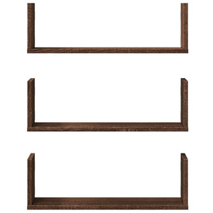 vidaXL Wall Shelves 3 pcs Brown Oak 58x18x18 cm Engineered Wood