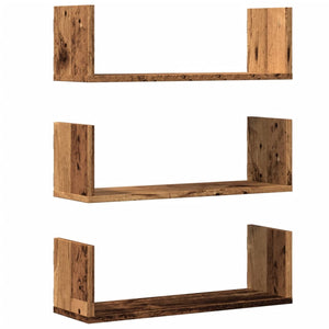 vidaXL Wall Shelves 3 pcs Old Wood 58x18x18 cm Engineered Wood