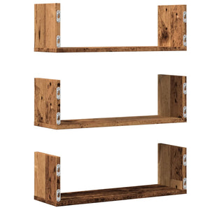 vidaXL Wall Shelves 3 pcs Old Wood 58x18x18 cm Engineered Wood