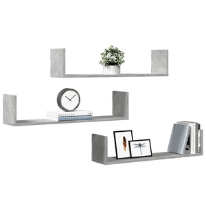 vidaXL Wall Shelves 3 pcs Concrete Grey 80x18x18 cm Engineered Wood