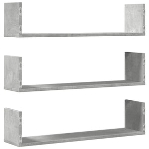 vidaXL Wall Shelves 3 pcs Concrete Grey 80x18x18 cm Engineered Wood