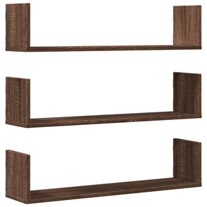 vidaXL Wall Shelves 3 pcs Brown Oak 80x18x18 cm Engineered Wood