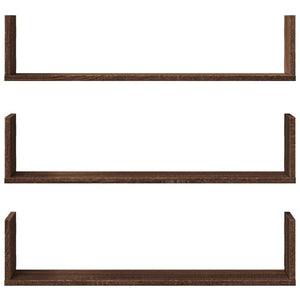 vidaXL Wall Shelves 3 pcs Brown Oak 80x18x18 cm Engineered Wood