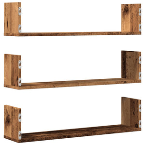 vidaXL Wall Shelves 3 pcs Old Wood 80x18x18 cm Engineered Wood