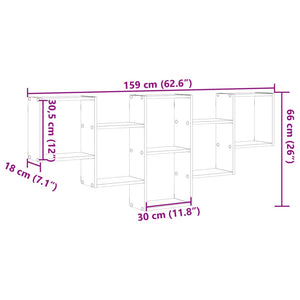 vidaXL Wall Shelf Concrete Grey 159x18x66 cm Engineered Wood