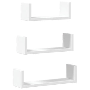 vidaXL Wall Shelf 3 pcs White Engineered Wood