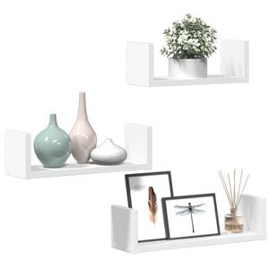 vidaXL Wall Shelf 3 pcs White Engineered Wood