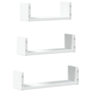 vidaXL Wall Shelf 3 pcs White Engineered Wood