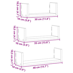 vidaXL Wall Shelf 3 pcs White Engineered Wood