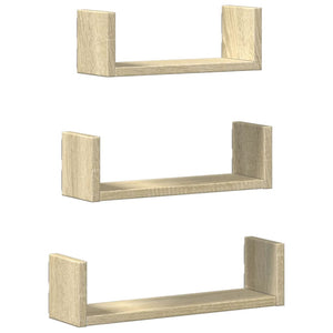 vidaXL Wall Shelf 3 pcs Sonoma Oak Engineered Wood