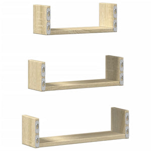 vidaXL Wall Shelf 3 pcs Sonoma Oak Engineered Wood