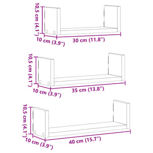 vidaXL Wall Shelf 3 pcs Sonoma Oak Engineered Wood