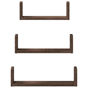 vidaXL Wall Shelf 3 pcs Brown Oak Engineered Wood