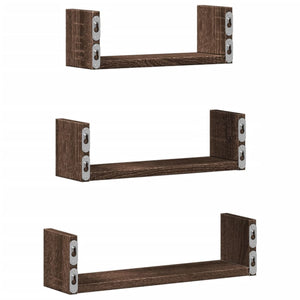 vidaXL Wall Shelf 3 pcs Brown Oak Engineered Wood